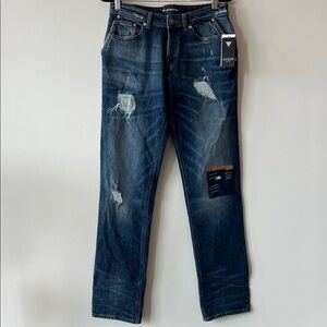 Guess Boy's Blue Distressed Straight Jeans